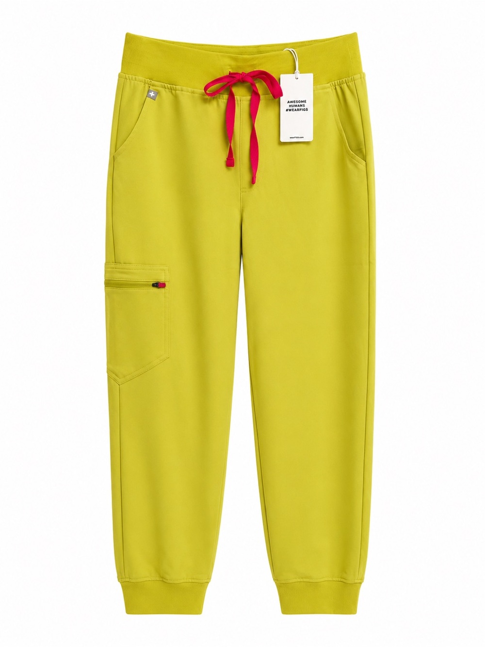 Figs Limeade Scrub Set- Catarina One-Pocket Top and Zamora High-Waisted Joggers